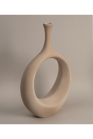 Koza Home Galante Özel Taş Doku Vizon İskandinav Seramik Vazo 10x30x35cm 62 Standart