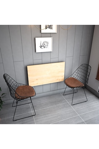 Asra Trend DMM-02 %100 MDF 90x50 cm Duvara Monte Katlanır Masa Safir Meşe Çalışma ve Yemek Masası