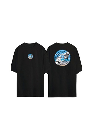 Thewert Unisex Hands And Rectangle Ön Arka Baskılı Sıyah Oversize T-shirt Siyah