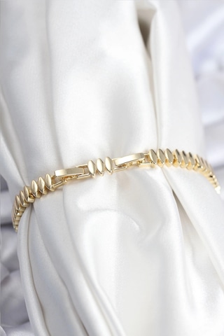Pirinç Vıp Seri Gold Renk Zirkon Taşlı Arpa Model Kadın Bileklik Çok Renkli