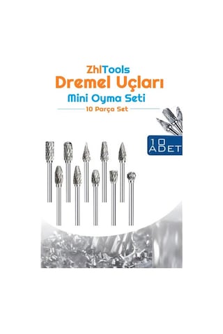 Zhltools Dremel Uyumlu Mini Oyma Gravür Uç Seti 10lu Tungsten Karbür, Ahşap, Metal, Plastik İçin