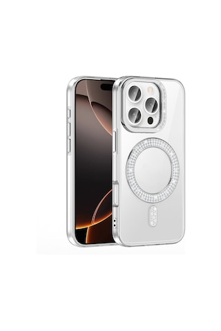 Teleplus Apple Uyumlu iPhone 16 Pro Max Kılıf Karetta Diamod Taş Desenli Magsafeli Kapak
