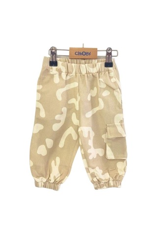 Erkek Bebek Desenli Kargo Cepli Pantolon-13811 Bej