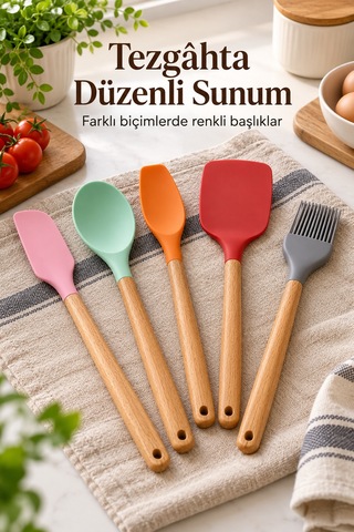 Mutfak Spatula Seti Farklı Biçimlerde Renkli Başlıklar Tkndy-bsva4969 Diğer