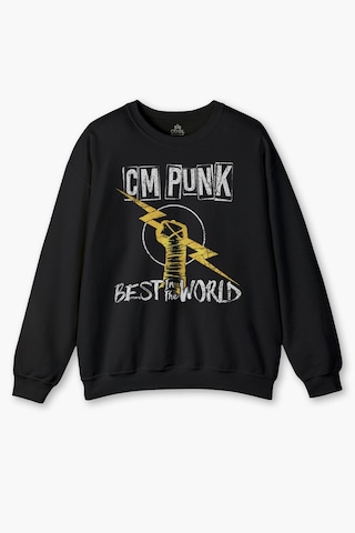 So Cool Bisiklet Yaka Sweatshirt Best In The World Cm Punk Karma Dövüş Gym Spor Siyah Baskılı Sweat Siyah