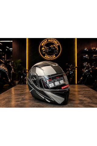 Jk 902 E Grey Çene Açılır Motosiklet Kaskı Mat Gri - Gümüş
