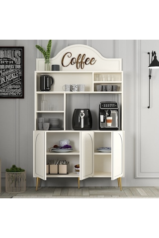 Lyon Kahve Köşesi 120cm - Krem / Altın