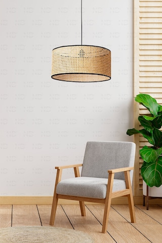 Hazeran Avize 40cm- Iskandinav, Modern, Bohem, Rattan Avize, Aydınlatma Bej