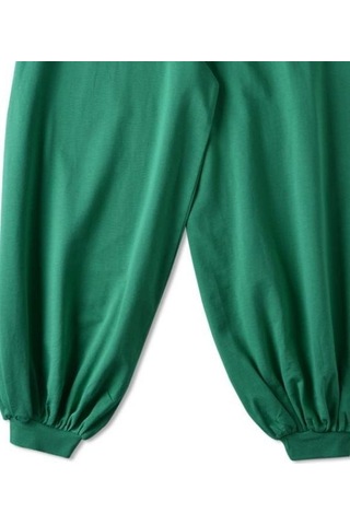 Kız Çocuk Paçası Lastikli Yüksek Bel Salaş Kalıp Eşofman Alt-12457-yeşil Yeşil