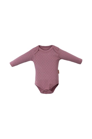 Desenli Uzun Kol Üçlü Body Set Pembe