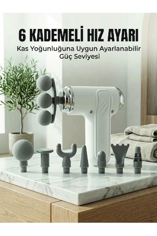 Profesyonel Kas Masaj Tabancası 8 Değiştirilebilir Başlıklı Kablosuz Masaj Cihazı Çok Renkli 05550207