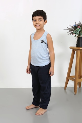Akbeniz Erkek Çocuk Sıfır Kol Penye Pijama Takım Mavi 20439