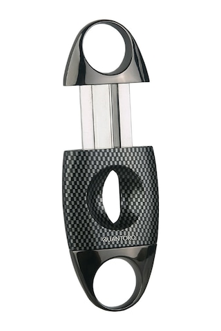 Quantoro Gunmetal Karbon Desenli Metal V-cut Puro Makası Kesici - Trz2004