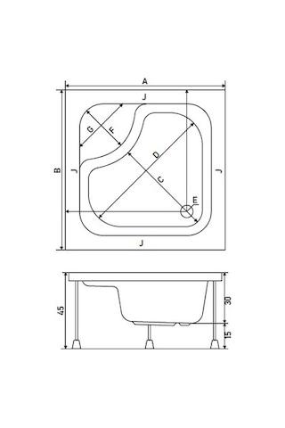 Shower 100X100 Mına Kare Mini Küvet