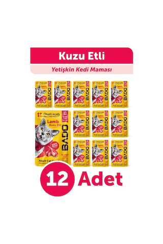 Bado Yetişkin Kedi Yaş Maması Kuzu Etli 85gr 12'li