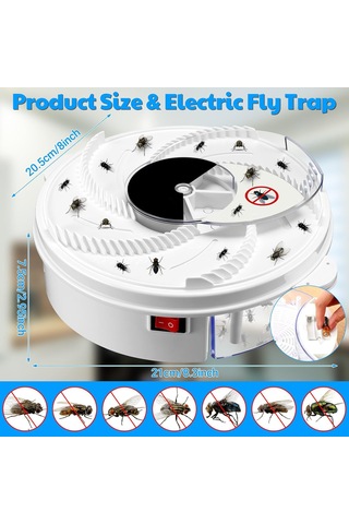 Geekyou Ev İçi Usb Elektrikli Sessiz Sinek Yakalama Aleti - Fiziksel Yöntemle Güvenli Sinek Öldürücü