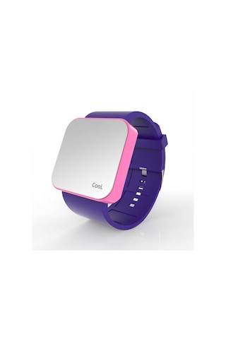 Cool Watch Saat - Pembe Led Kasa - Mor Kayış Unisex