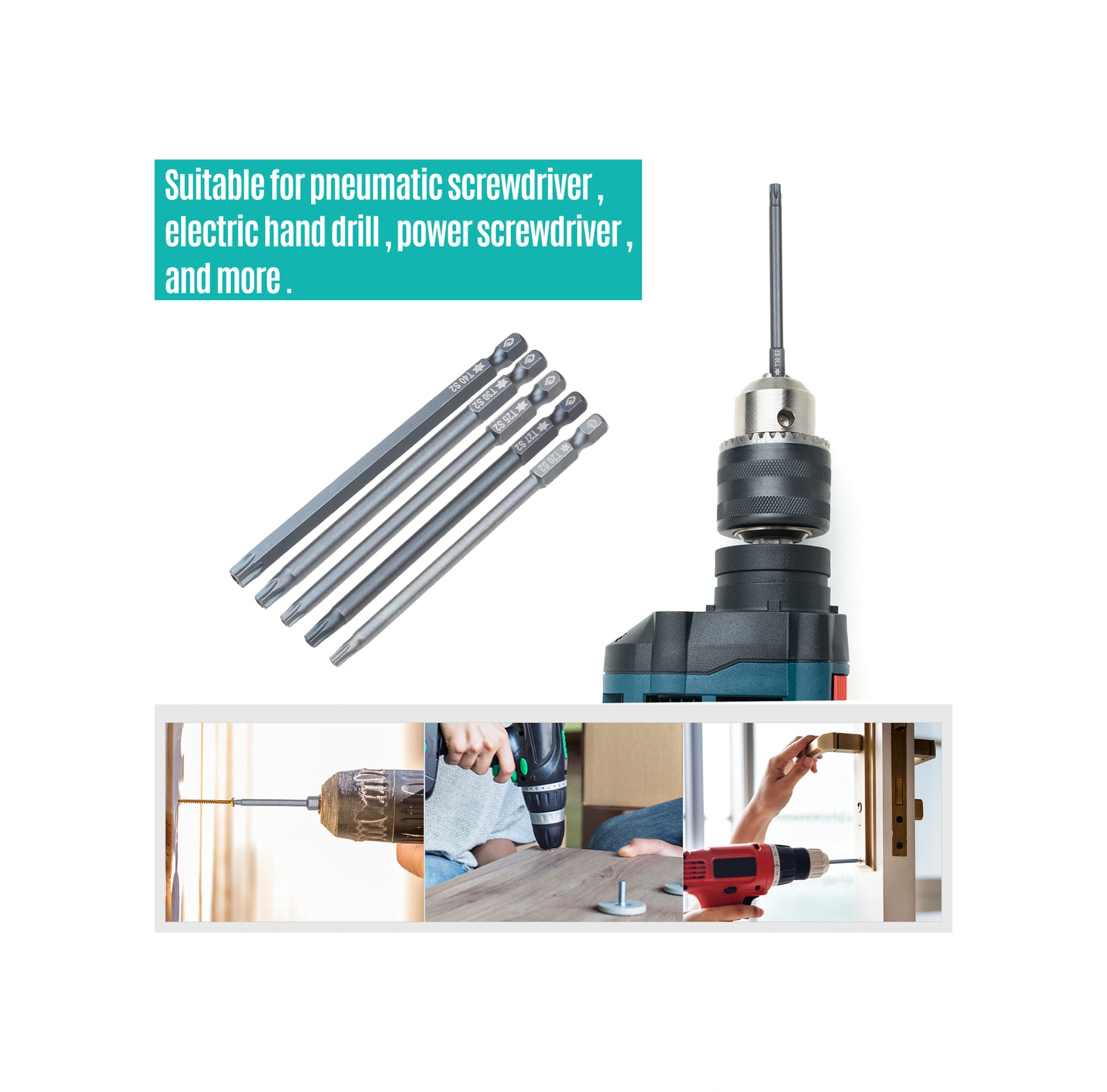 Neevoyu 10 Parça Torx Uçlu Tornavida Seti, S2 Çelik, 10cm Uzunluk, Manyetik, T6-t40, Darbaya Dayanıklı, Pnevmatik Ve El Matkap Uyumlu