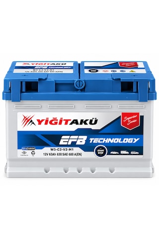 Yiğit Akü 12v 63 Ah 600a Efb Start-stop Otomobil Aküsü 2026 Üretim