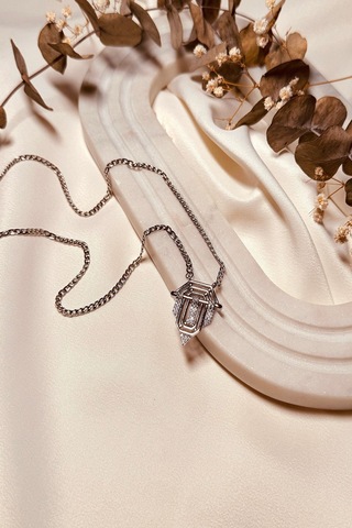 Kimler Geldi Kimler Geçti Serenay Özel Tasarım Örgü Zincir Çelik Gümüş Renk Kolye Gümüş