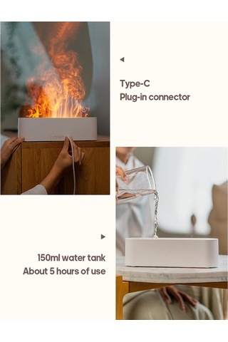 Novahub 7 Renkli Alev Efektli 150ml Usb Nemlendirici, 3 Zamanlayıcı Modu İle Sessiz Çalışma