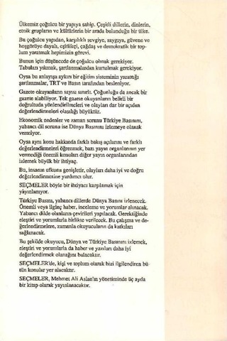 Seçmeler 1.kitap - Dünya Ve Türkiye Basınıından Seçmeler