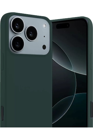 Hmngoakkllby Apple Apple iPhone Uyumlu 17 Pro/18 Pro First Silikon - Koyu Yeşil Akllhmng standart