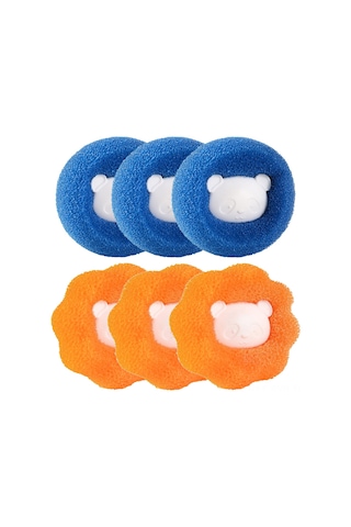 Symbee "6'lı Çamaşır Topu - Kıyafetlerden Tüy Ve Kılları Temizler, Makinede Kullanım Kolay" Mavi - Turuncu