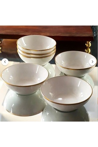 Regna Home Fine Living Anka Yaldızlı Hurmalık- Çerezlik-kahvaltılık - Sosluk-6lı Kase Set Beyaz