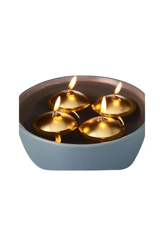 12 Adet Altın Rengi Suda Yüzen Mum Çap : 5 Cm Altın