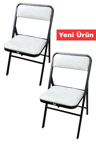 Hey 2'li Katlanır Kamp Sandalyesi Piknik Sandalyesi Kirli Beyaz
