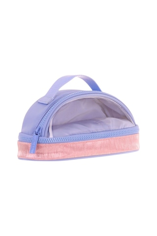 Kaukko Crescent Taşıma Saplı Kız Çocuk İki Gözlü Kalemlik - Mavi Pembe, Şeffaf Cepli - K2726 Pembe - Mavi