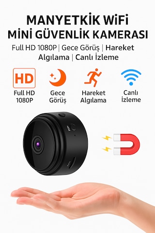 Kablosuz Mini Video Kamera 4 Cm Kompakt Tasarım Full Hd 1080p Telefonla Canlı İzleme