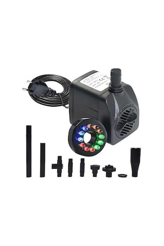 Novahub Renkli Led'li 15w Dalgıç Su Pompası, 9 Nozul Seti Ve Ayarlanabilir Akış İle Akvaryum Ve Bahçe İçin, Akvaryum Ve Bahçe
