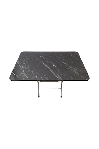 Sadeceonda Mermer Desenli Siyah Katlanır Balkon Masası - 90x60 Cm
