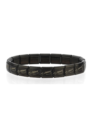 K. Atatürk İmzalı İtalyan Charm Unisex Çelik Bileklik 21cm Scb61 Siyah