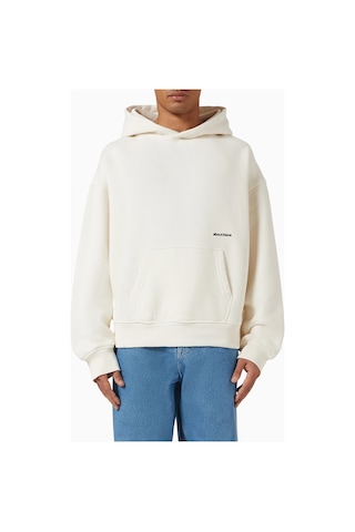 About Blank Off White Heavyweight Cotton Box Hoodie Erkek Sweatshirt Kırık Beyaz