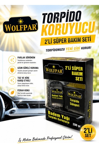 Torpido Koruyucu 2'li Süper Bakım Seti Badem Yağlı Torpido Bakımı Ve Uygulama Süngeri