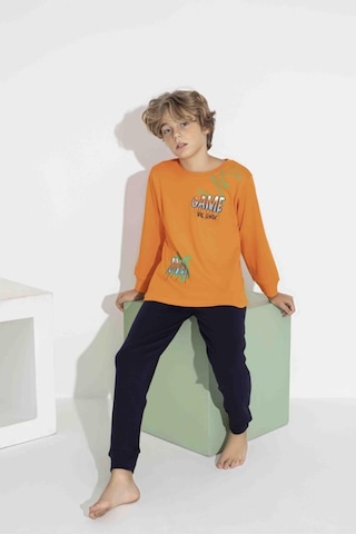 Aykıds Erkek Çocuk Baskılı Uzun Kollu Pijama Takımı Mevsimlik 74111-y Turuncu