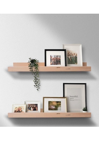 Ahşap Resim/çerçeve Duvar Rafı 2li Set 35x8