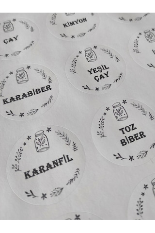 48 Adet 4 Cm Baharat Isimleri Kavanoz Baskılı Mat Etiket Sticker - 1 Sık Kullanılanlar