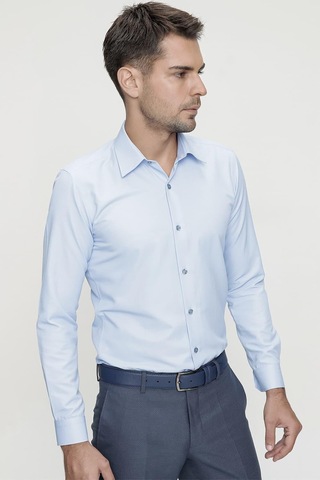 Efor Slim Fit Pamuk Saten Klasik Mavi Gömlek Gk 624 Mavi