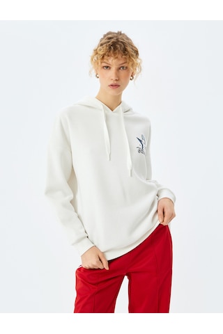 Koton Arkası Baskılı Kapüşonlu Oversize Sweatshirt Ekru 5sal10514ık Ekru