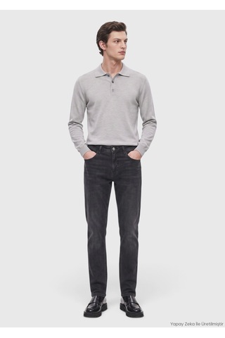 Ramsey Siyah Regular Fit Denim Pamuk Karışımlı Pantolon