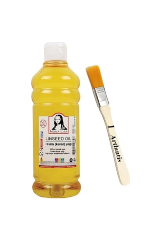 Keten Yağı 500 Ml 1 Adet Ve Zemin Fırçası Resim Yağı Monalisa Rafine Bezir Yağı Yağlı Boya İncelticisi Yağlı Boya Yardımcı Malzemesi