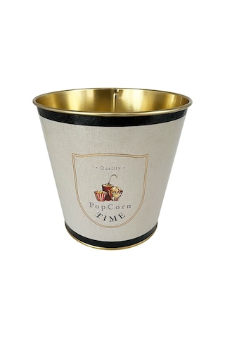 Metal Popcorn Kutusu - Patlamış Mısır Kovası 13.5 Cm, Azura Er149-3o Desenli