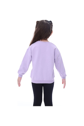 Zuzunga Basic Düz Renk Lila Fırçalı Yumuşak %100 Pamuk Sweatshirt Lila