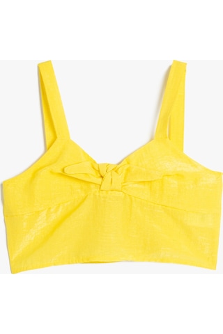 Koton Crop Üst Askılı Dokulu Önden Bağlamalı Parlak Sarı 3skg60045aw 3SKG60045AW161 Sarı