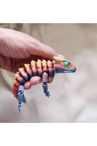 Kertenkele Oynar Eklem 3d Masa Araba Aksesuarı Renkli Multicolor Rainbow Oyuncak