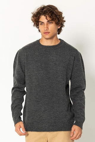 Erkek Kaşmir Dokulu Bisiklet Yaka Şık Triko Kazak Antrasit